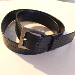 Women's Black Silicone Rubber Edgy MOD Silver Square Buckle Belt New Sz.S/M